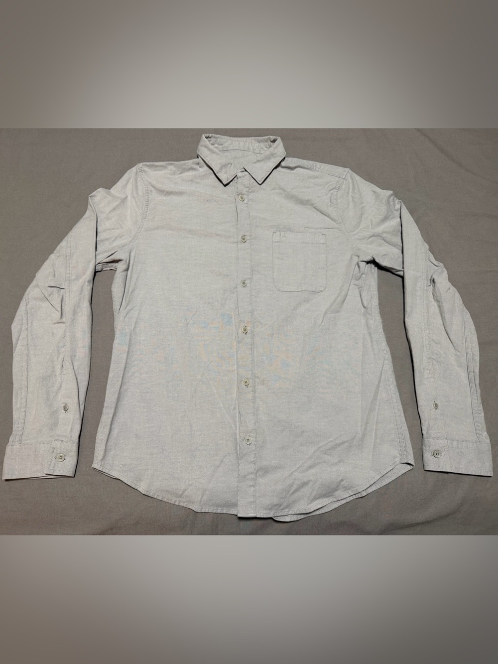 Lululemon Solid Gray Button Up Long Sleeve Collared Casual Shirt Men’s Large